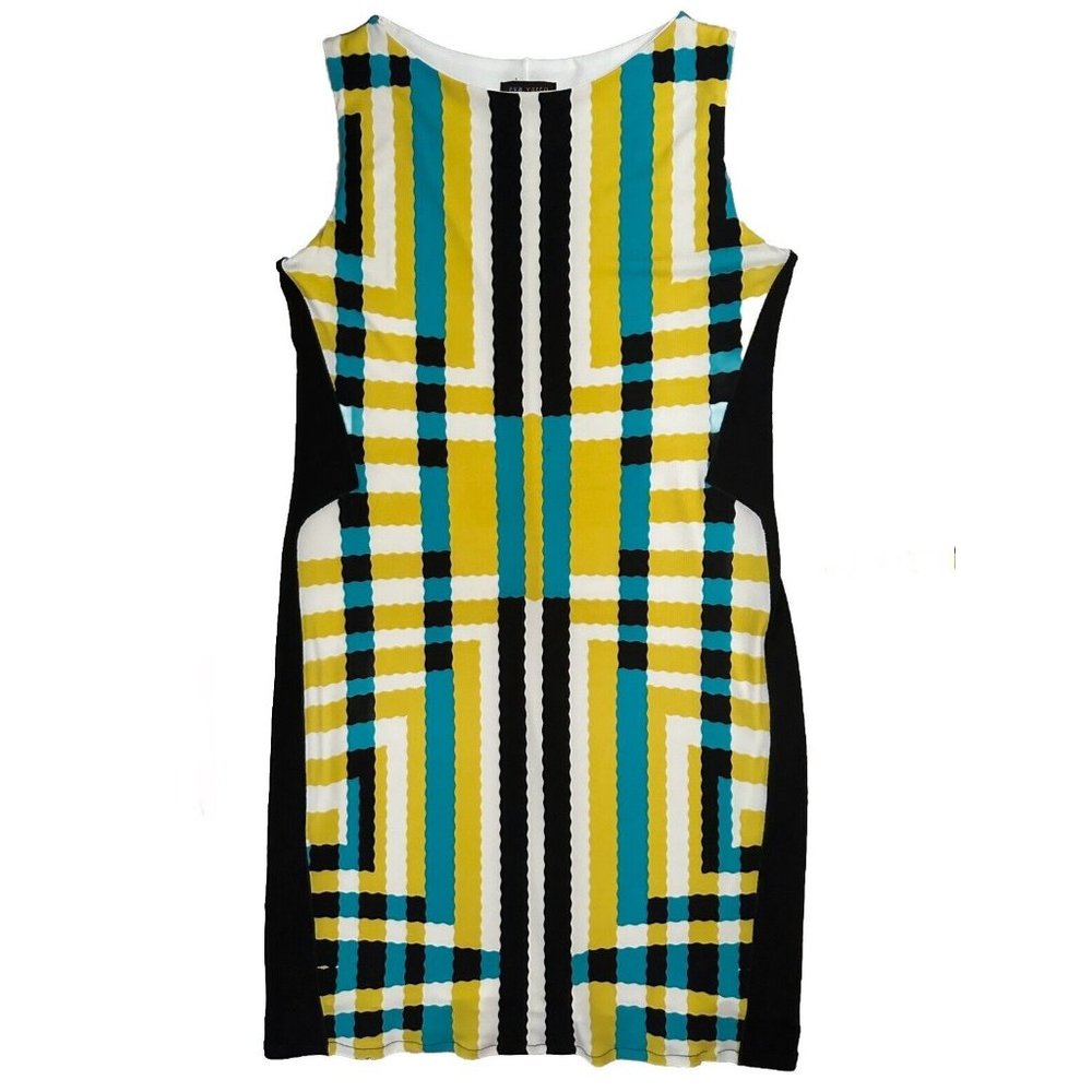 Eva Varro Womens Stretch Pencil Sleeveless Dress Geometric Print Dress Sz L